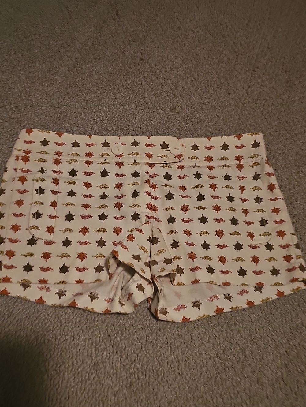 J. Crew Cream Shorts with Multicolor Turtle Print